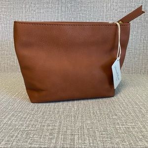 Small Brown Clutch, Makeup Bag, Travel Bag, Faux
